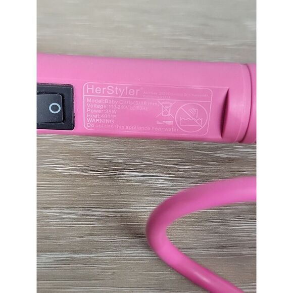 Herstyler‎ Baby Curl Pink Compact Ceramic Heat Barrel Teflon Wand - Picture 7 of 7